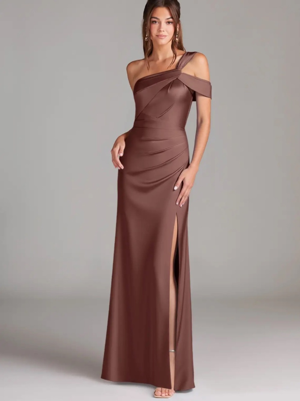 Azazie Espesso Stretch Satin Gown